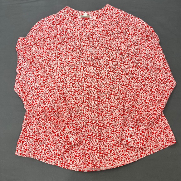 Boden Tops - Boden Women Red White Floral Viscose Long Sleeve Blouse Top Sz US 12 Button Up